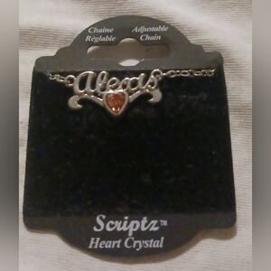 Heart Crystal Necklace - Silver and Orange